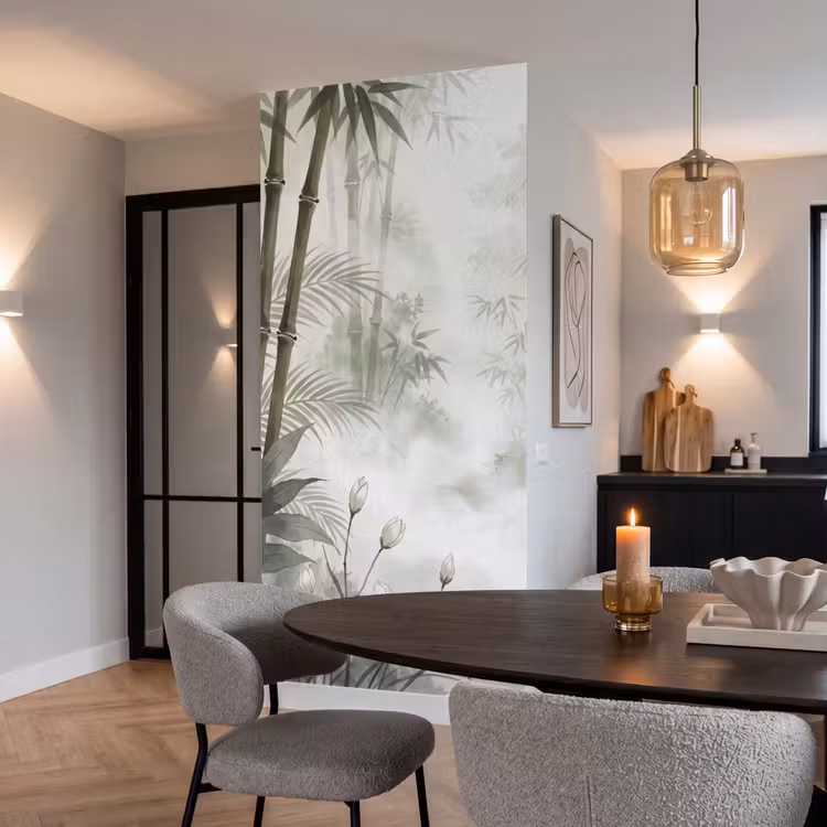 Bloemen - Knop - Tuin - Illustratie - Wit Behang Vlies klein -sfeer3