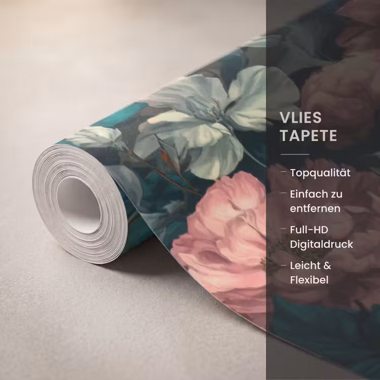 Bloemen - Schilderachtig - Patroon - Roze Behang Vlies klein 1076 -USP_closeupDE