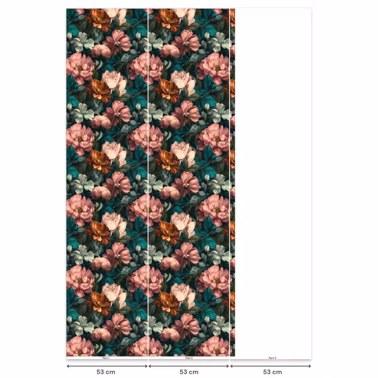 Bloemen - Schilderachtig - Patroon - Roze Behang Vlies klein 1076 -USP_banen