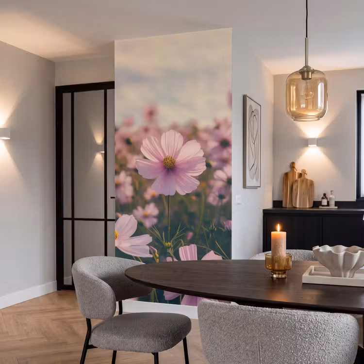 Bloemen - Paars - Wazig Behang Vlies klein -sfeer3