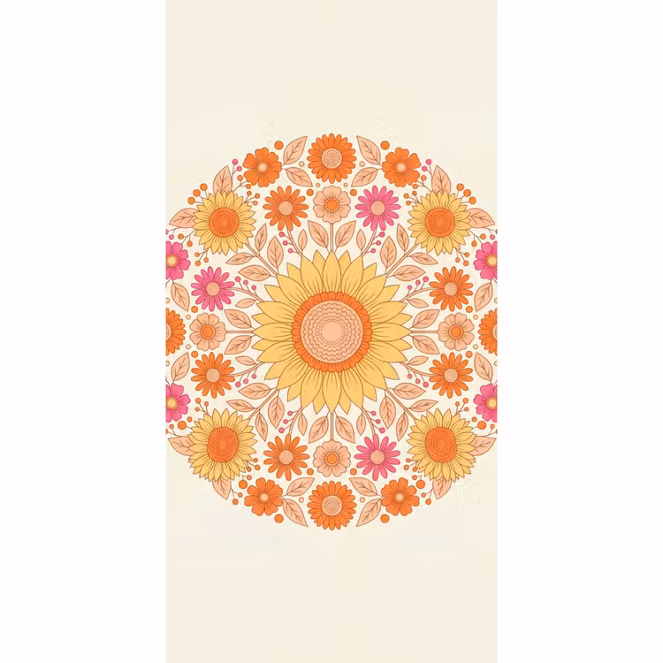 Bloemen - Mandala - Patroon - Kleurrijk Behang Vlies klein -3d_website