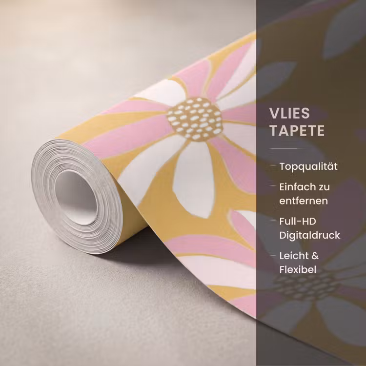 Bloemen - Modern - Geel Behang Vlies klein 1076 -USP_closeupDE