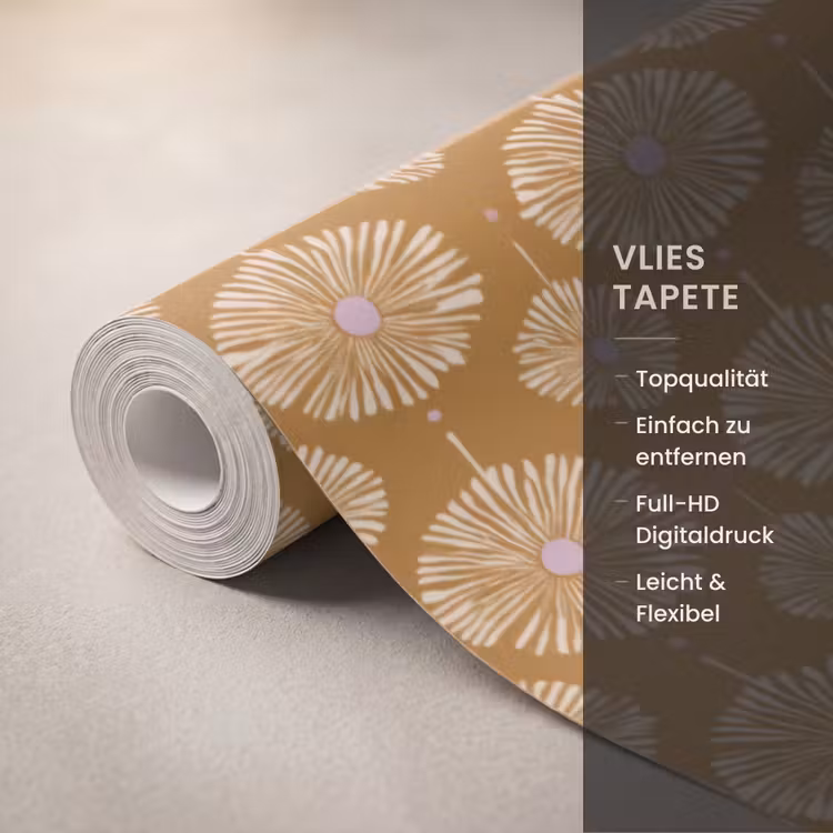 Bloemen - Modern - Oker Behang Vlies klein 1076 -USP_closeupDE