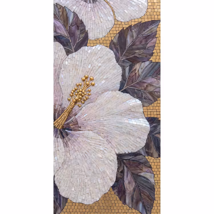 Bloemen - Mozaïek - Kunst - Modern - Goud Behang Vlies klein -3d_website