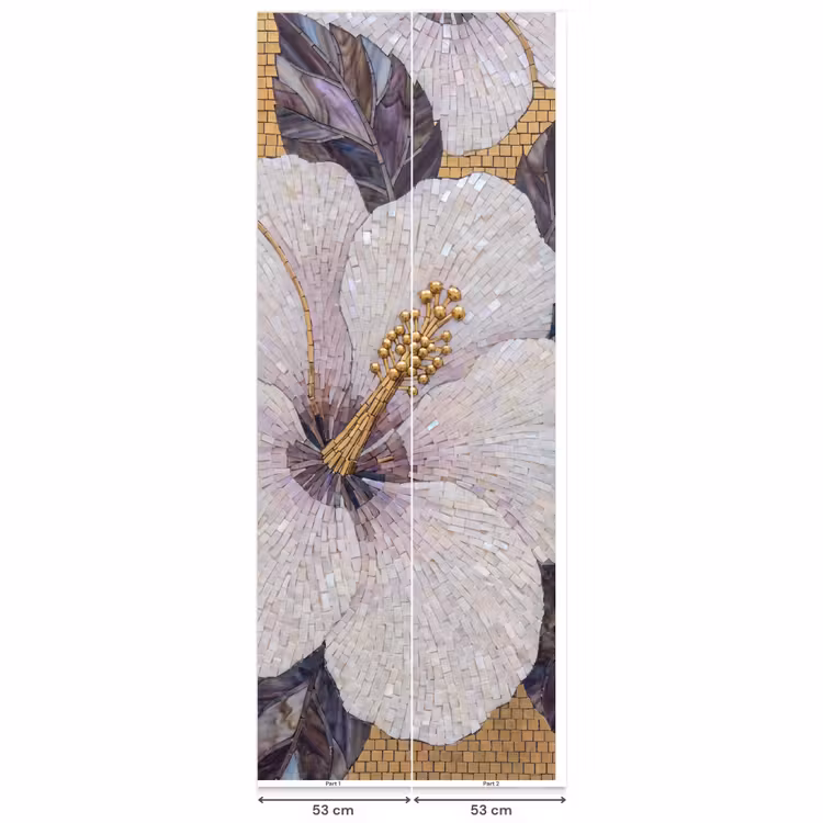 Bloemen - Mozaïek - Kunst - Modern - Goud Behang Vlies klein -USP_banen