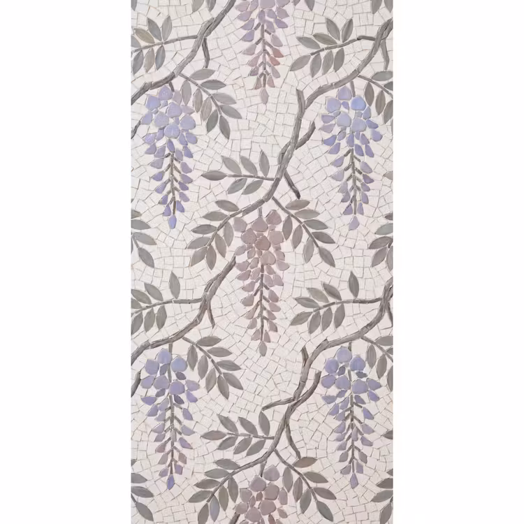 Bloemen - Mozaïek - Natuur - Patroon - Paars Behang Vlies klein -3d_website