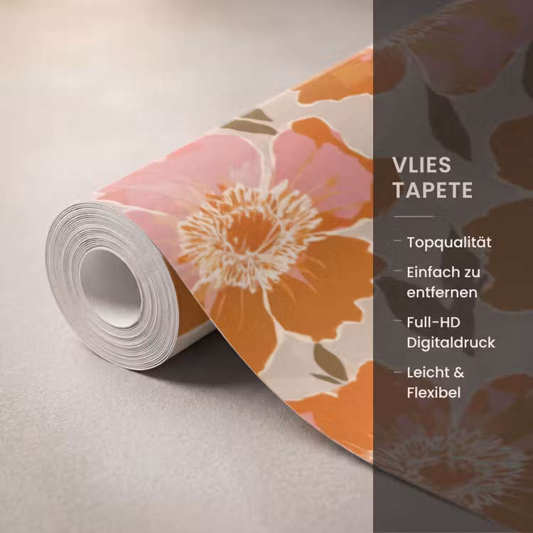 Bloemen - Motief - Retro Behang Vlies klein 1076 -USP_closeupDE