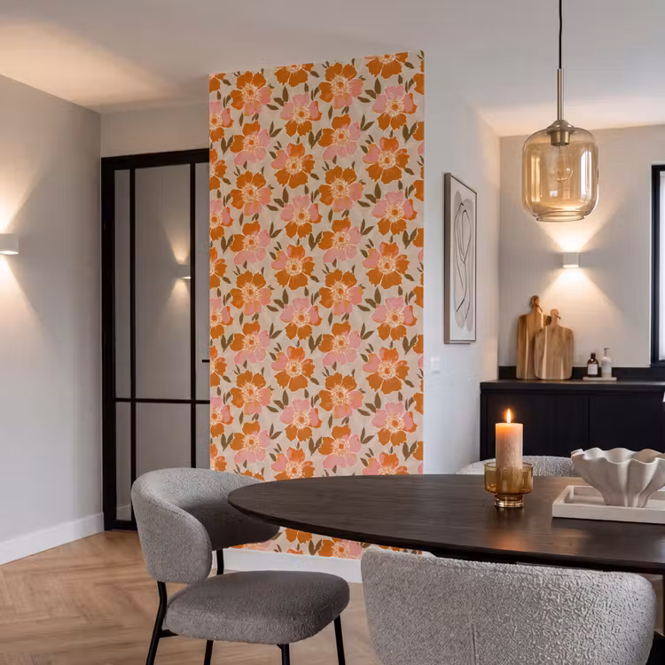 Bloemen - Motief - Retro Behang Vlies klein 1076 -sfeer3