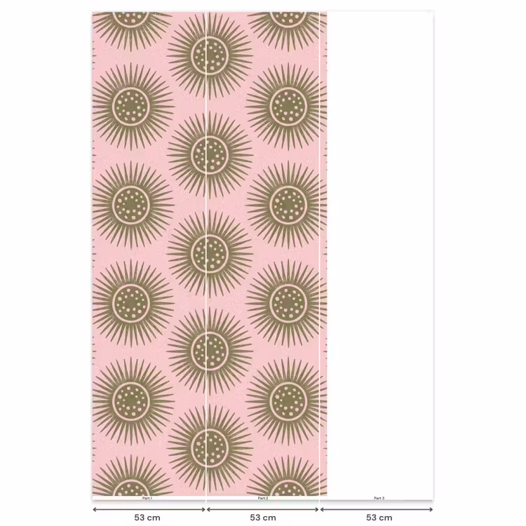 Bloemen - Patroon - Abstract - Roze - Groen Behang Vlies klein -USP_banen