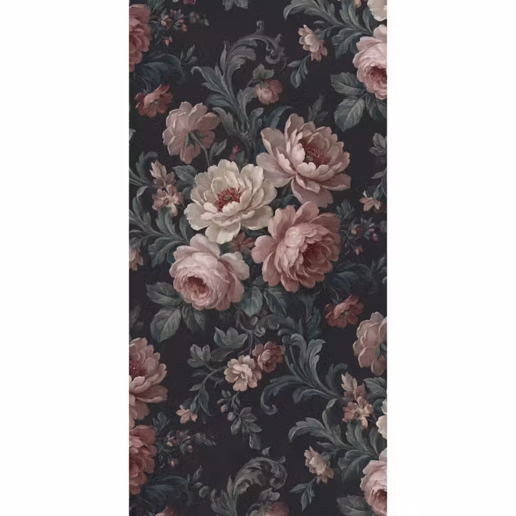 Bloemen - Patroon - Sierlijk - Roze - Donker Behang Vlies klein -3d_website