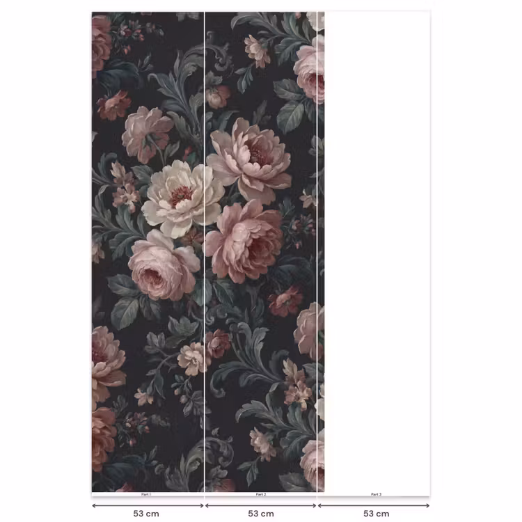 Bloemen - Patroon - Sierlijk - Roze - Donker Behang Vlies klein -USP_banen