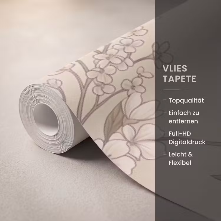 Bloemen - Patroon - Beige Behang Vlies klein -USP_closeupDE