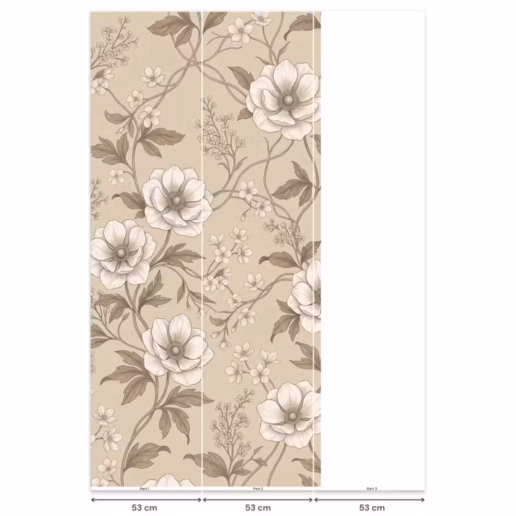 Bloemen - Patroon - Beige Behang Vlies klein -USP_banen