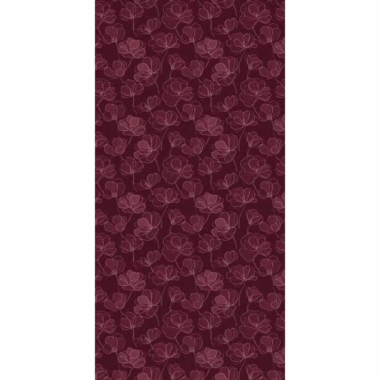 Bloemen - Patroon - Bordeauxrood Behang Vlies klein 1076 -3d_website