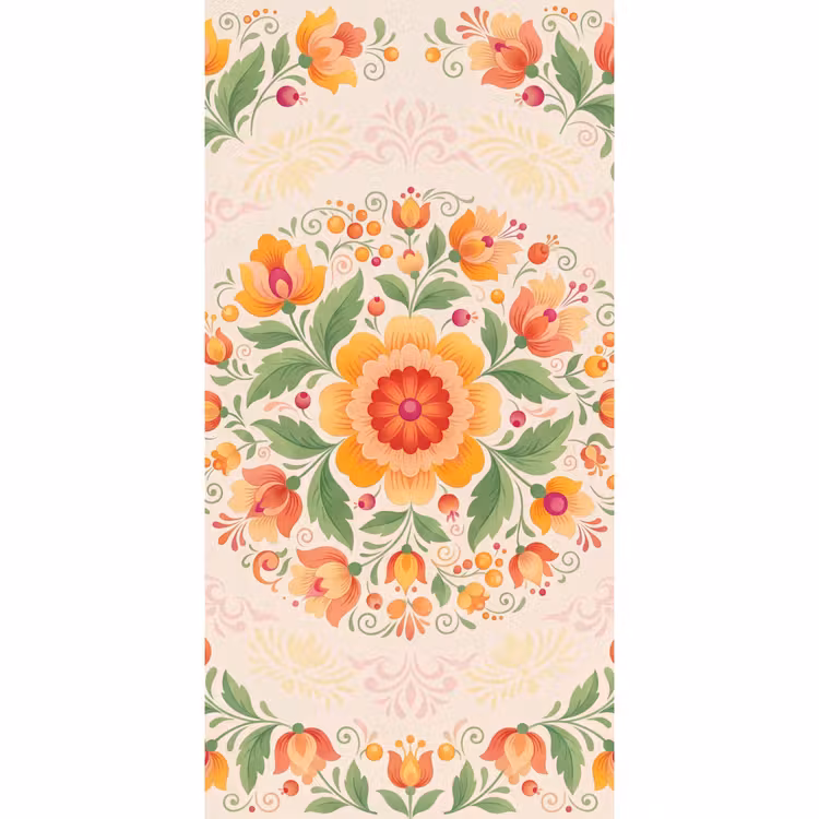 Bloemen - Patroon - Decoratief - Oranje Behang Vlies klein -3d_website