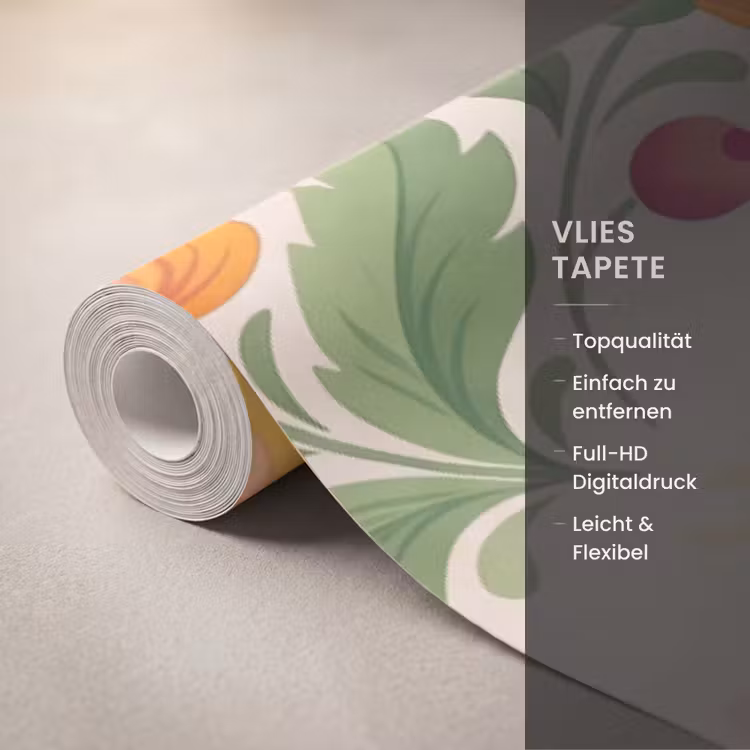 Bloemen - Patroon - Decoratief - Oranje Behang Vlies klein -USP_closeupDE
