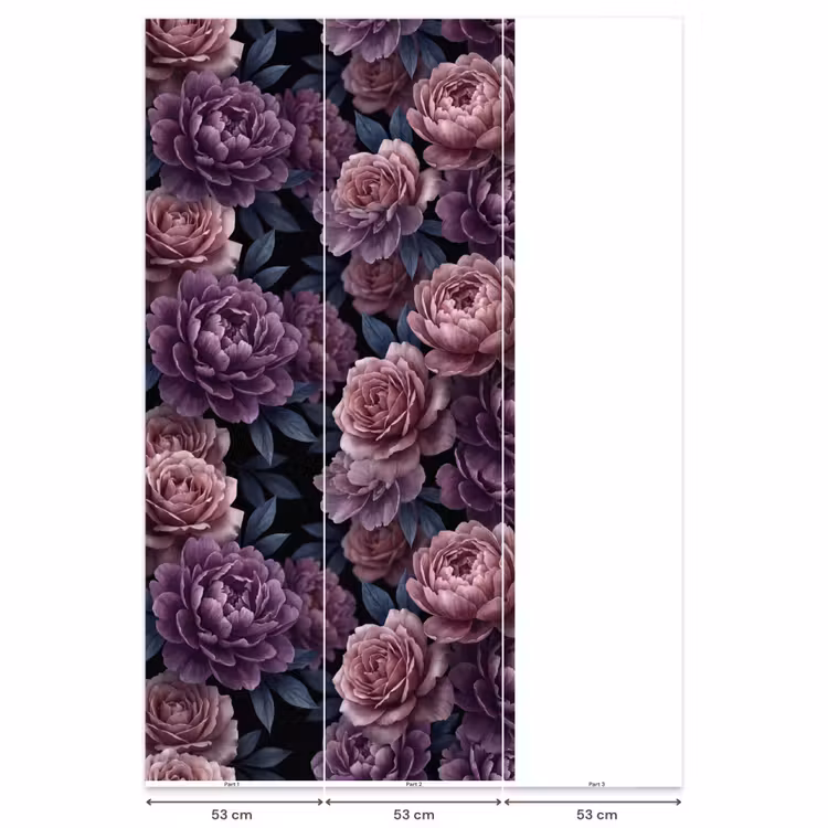 Bloemen - Patroon - Donker - Botanisch - Paars Behang Vlies klein -USP_banen