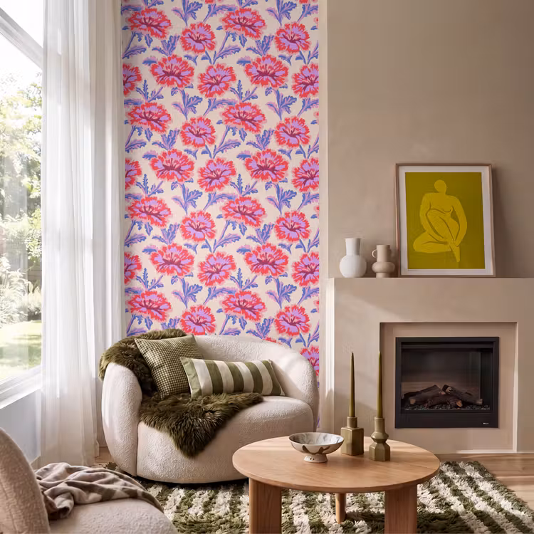 Bloemen - Patroon - Meerkleurig Behang Vlies klein 1076 -sfeer2