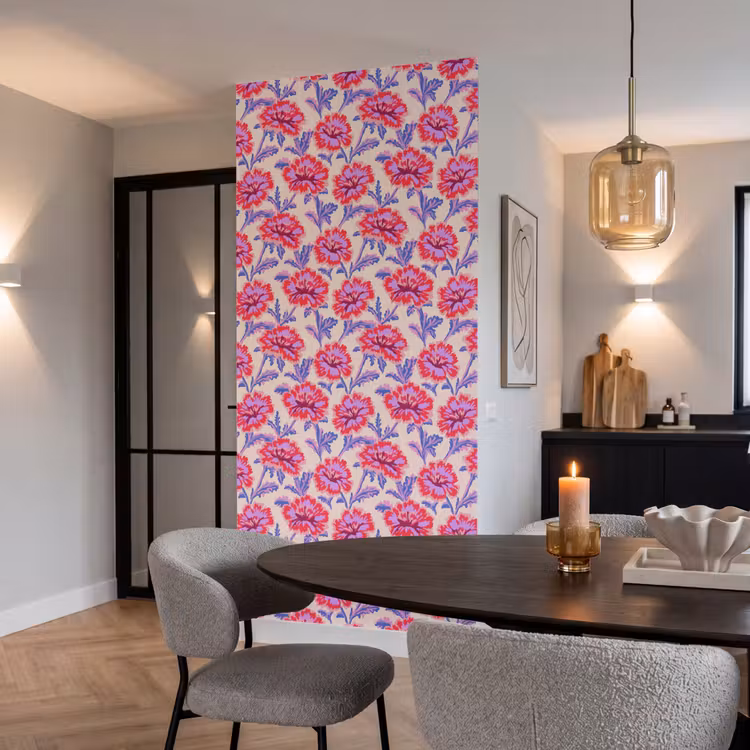 Bloemen - Patroon - Meerkleurig Behang Vlies klein 1076 -sfeer3