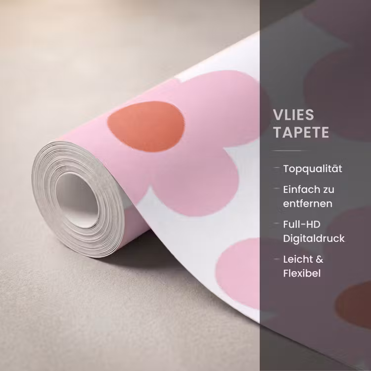 Bloemen - Patroon - Modern - Roze - Wit Behang Vlies klein -USP_closeupDE