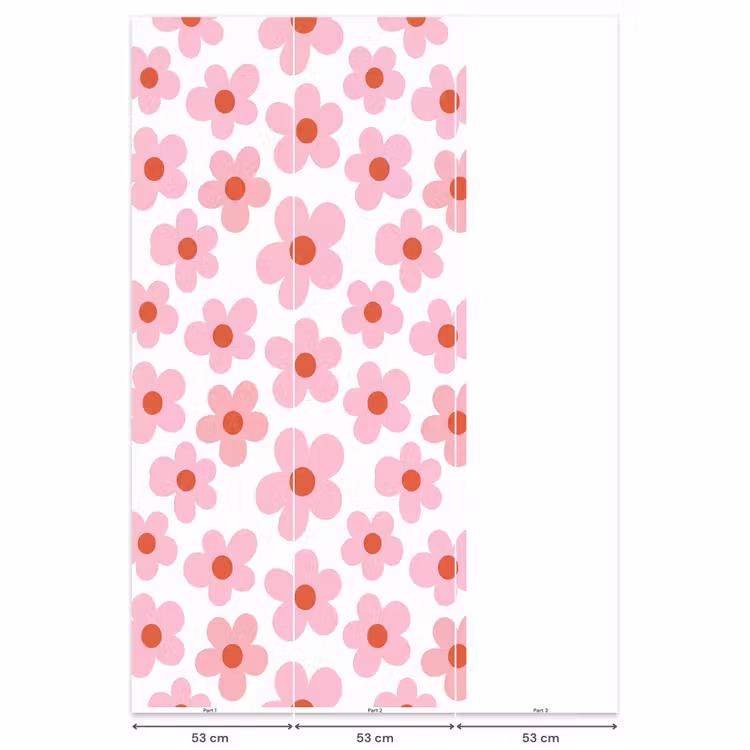 Bloemen - Patroon - Modern - Roze - Wit Behang Vlies klein -USP_banen