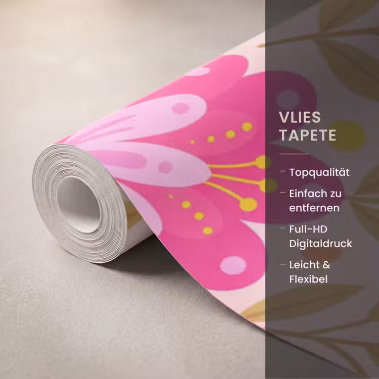 Bloemen - Patroon - Natuur - Abstract - Roze Behang Vlies klein -USP_closeupDE