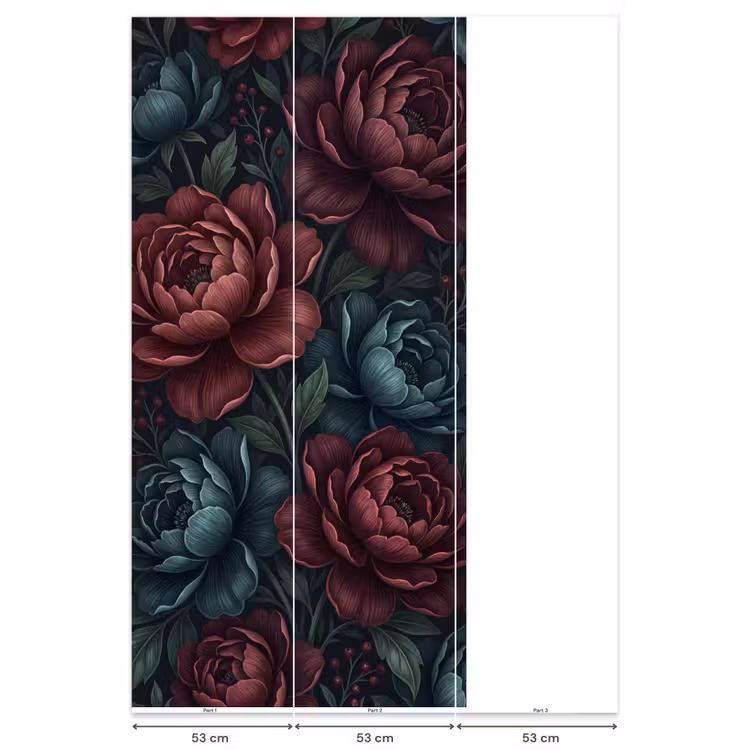 Bloemen - Patroon - Natuur - Klassiek - Donker Behang Vlies klein -USP_banen