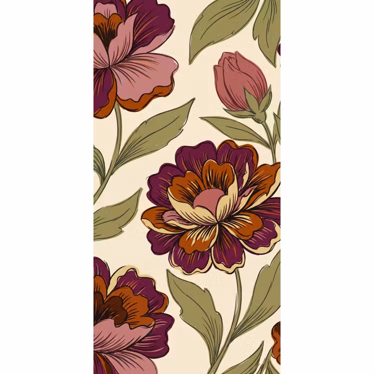 Bloemen - Patroon - Natuur - Modern - Paars Behang Vlies klein -3d_website