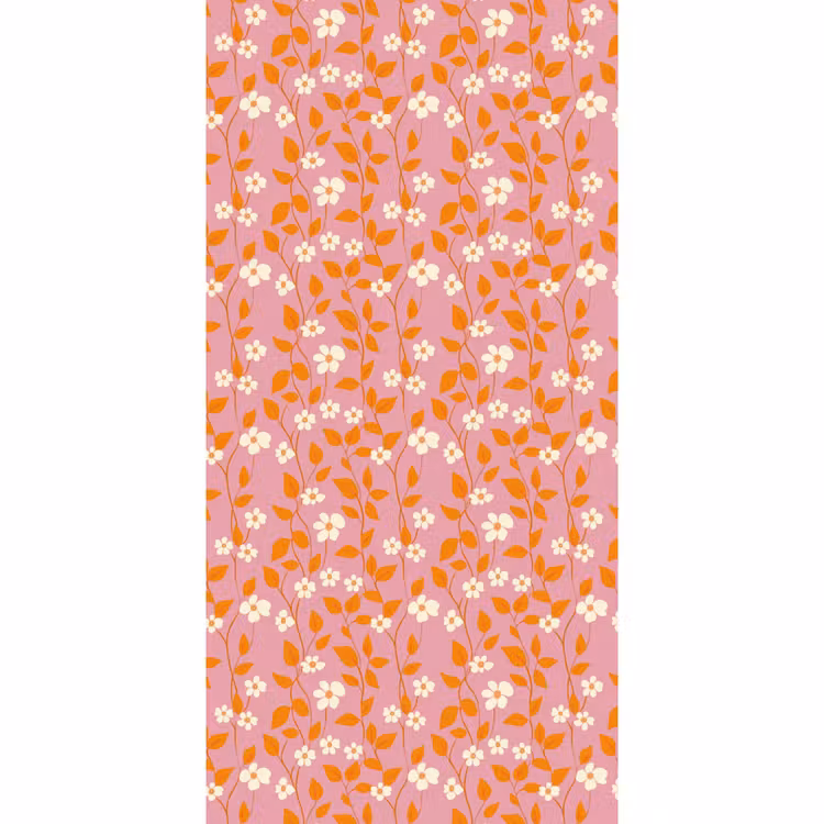 Bloemen - Patroon - Oranje Behang Vlies klein 1076 -3d_website