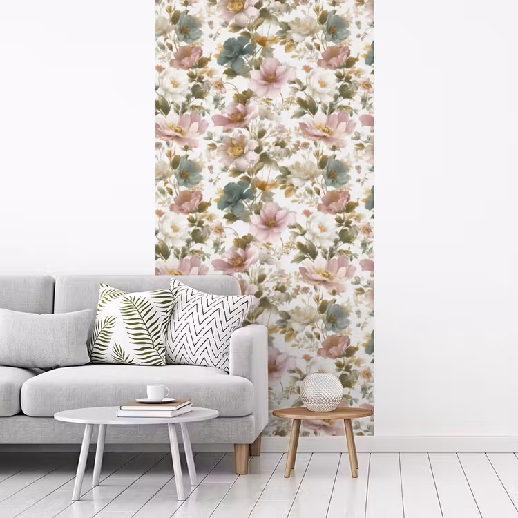 Bloemen - Patroon - Pastel fotobehang vinyl groot 64 -woonkamer