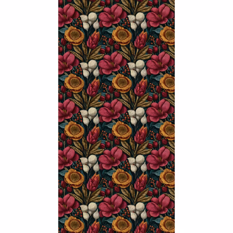 Bloemen - Patroon - Rood - Goud Behang Vlies klein 1076 -3d_website