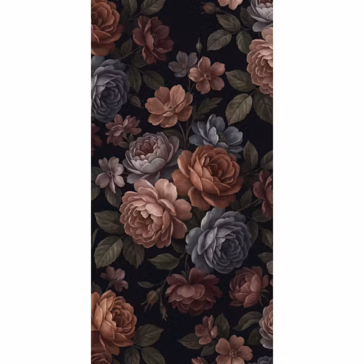 Bloemen - Patroon - Vintage - Donker - Roze Behang Vlies klein -3d_website
