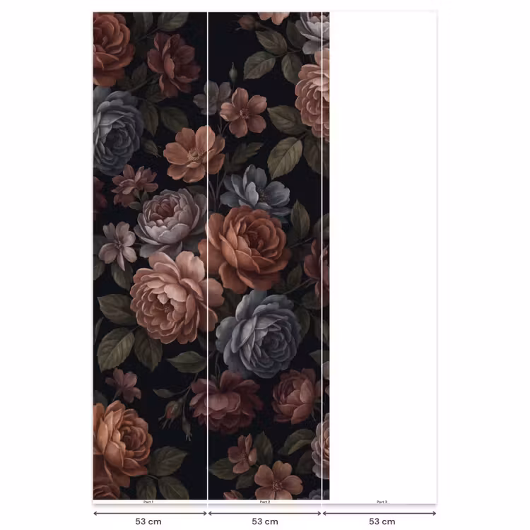 Bloemen - Patroon - Vintage - Donker - Roze Behang Vlies klein -USP_banen