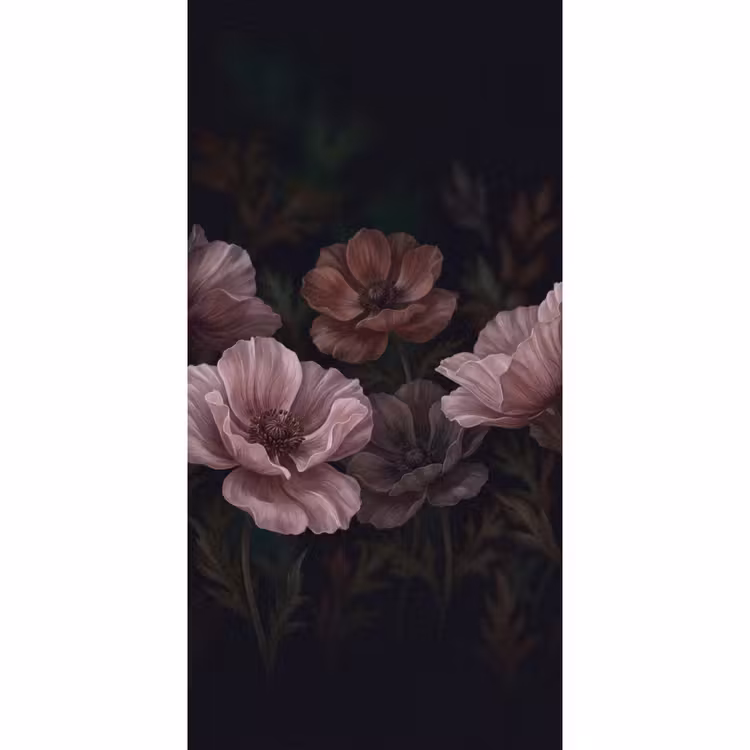 Bloemen - Natuur - Roze - Donker - Modern Behang Vlies klein -3d_website