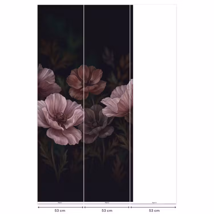 Bloemen - Natuur - Roze - Donker - Modern Behang Vlies klein -USP_banen