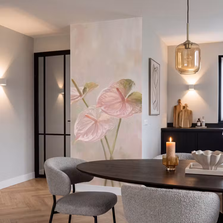 Bloemen - Pastel - Abstract - Natuur - Groen Behang Vlies klein -sfeer3