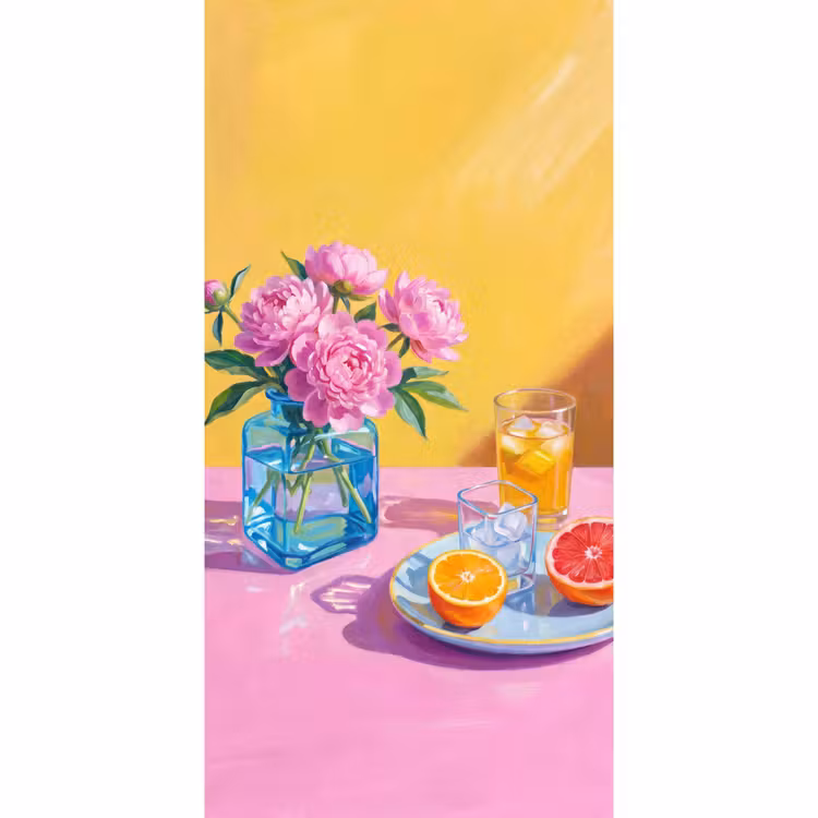 Tapete - Blumen – Rosa – Modern - Bloemen - Roze - Modern Behang Vlies klein
