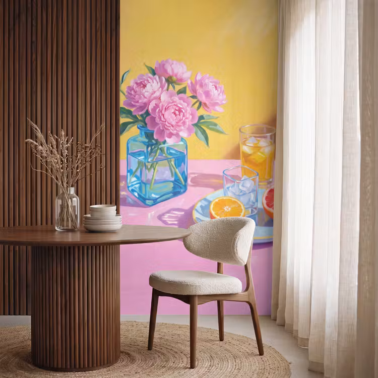 Tapete - Blumen – Rosa – Modern - Bloemen - Roze - Modern Behang Vlies klein