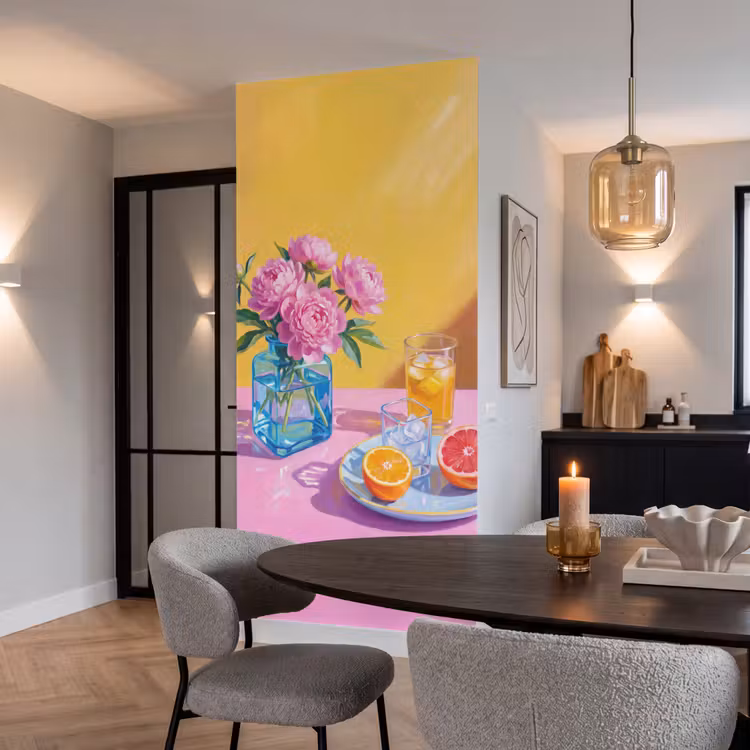 Tapete - Blumen – Rosa – Modern - Bloemen - Roze - Modern Behang Vlies klein