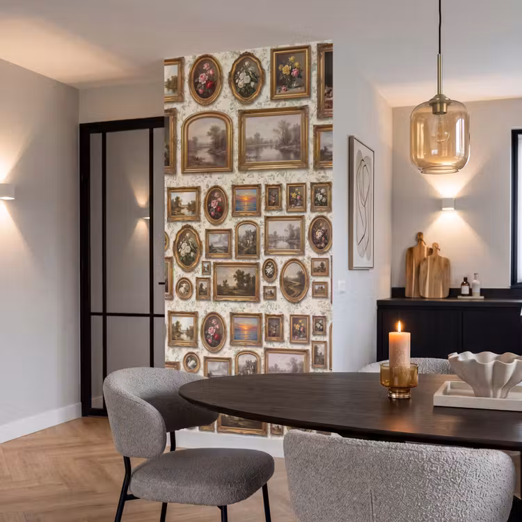 Bloemen - Roze - Stilleven - Klassiek Behang Vlies klein -sfeer3