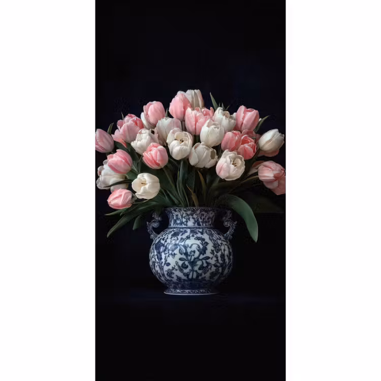 Bloemen - Roze - Tulpen - Vaas Behang Vlies klein -3d_website