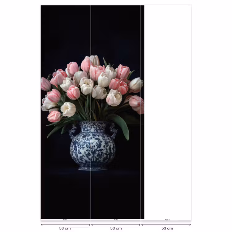 Bloemen - Roze - Tulpen - Vaas Behang Vlies klein -USP_banen