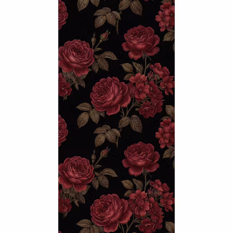 Bloemen - Roos - Patroon - Klassiek - Rood Behang Vlies klein -3d_website