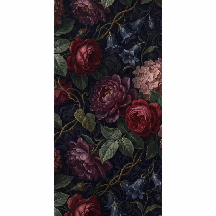 Bloemen - Rood - Klassiek - Donker - Patroon Behang Vlies klein -3d_website