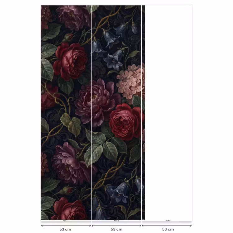 Bloemen - Rood - Klassiek - Donker - Patroon Behang Vlies klein -USP_banen