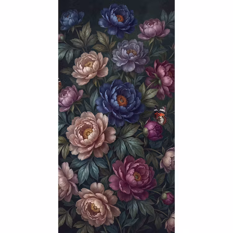 Bloemen - Vlinder - Natuur - Modern - Paars Behang Vlies klein -3d_website