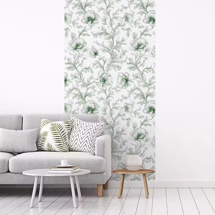 Bloemen - Getekend - Groen fotobehang vinyl groot 64 -woonkamer