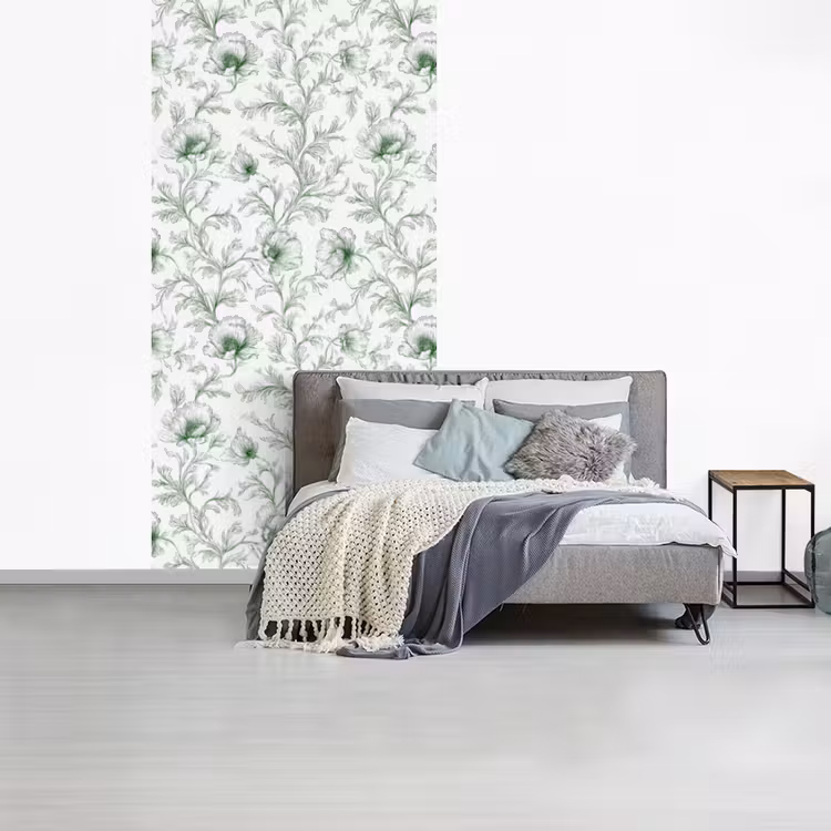 Bloemen - Getekend - Groen fotobehang vinyl groot 64 -slaapkamer