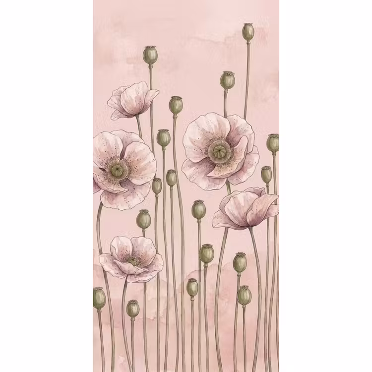 Bloemen - Zomer - Natuur - Aquarel - Roze Behang Vlies klein -3d_website