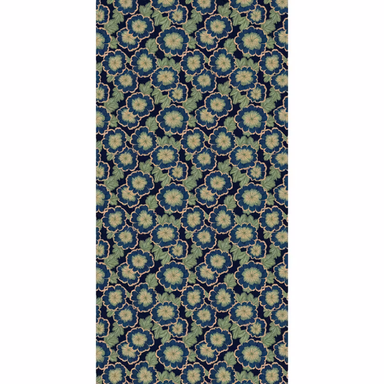 Bloemen - Borduurwerk - Patroon - Blauw - Groen Behang Vlies klein 1076 -3d_website